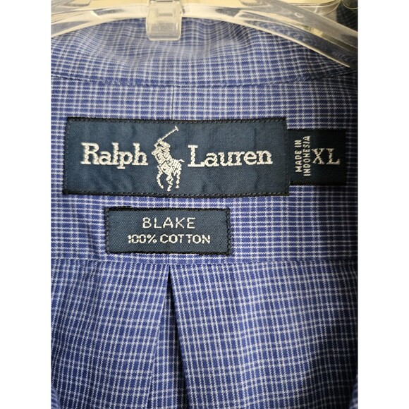 Ralph Lauren Shirt Men's Sz XL Long Sleeve Button Down Blake Blue Plaid Pony EUC - Picture 6 of 7